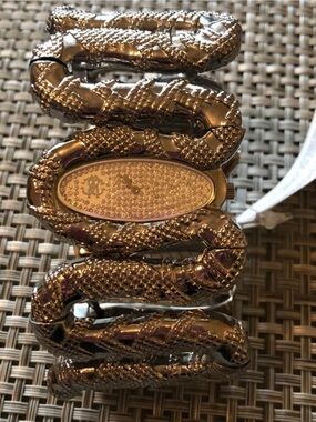 Roberto Cavalli Cleopatra Silver Snake Link Bracelet Watch